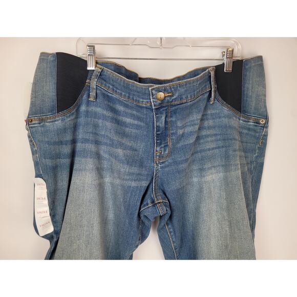 Isabel Maternity Skinny Crop Under Belly Medium Blue Side Panel Jeans Sz 18/34 - Picture 2 of 9